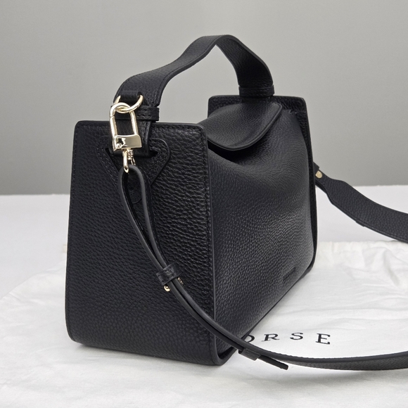 EXCELLENT THE HORSE CLEMENTINE BAG - BLACK PEBBLED LEATHER - Picture 8 of 12